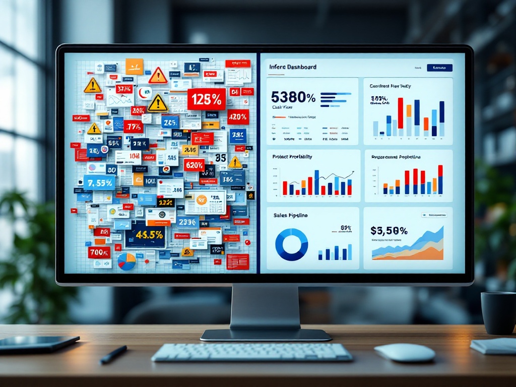 Professional financial dashboard showing key business metrics with clear data visualization and analytics